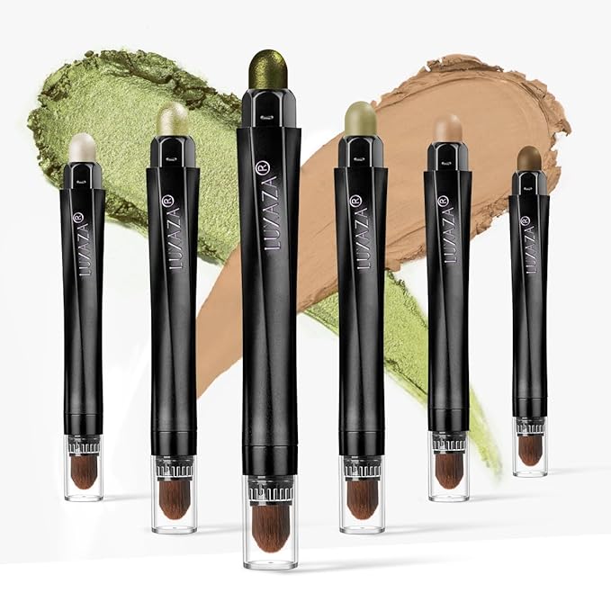 6PCS Cream Eyeshadow Stick Makeup Sets,Green Eye Pencil, Metallic And Matte Shimmer Eye Shadow Eye Brightener Stick Pencil Crayon, C01-Fireflies Light