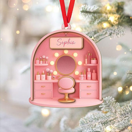Personalized Makeup Tools Christmas Ornament 2025, Makeup Box Christmas Ornament Gift for Makeup Artist, Christmas Tree Decor for Makeup Shop, Gift for New Makeup Coworkers (Makeup 7)