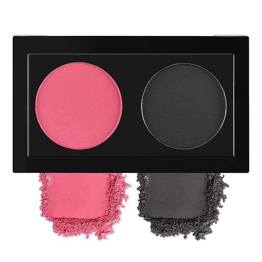 Duo Eye Shadow Powder，Pink&Black Matte Eyeshadow Makeup Palette，Neutral Shades Eyeshadow Palette for Woman Daily Eyes Looks，Highly Pigmented，Smooth, Blendable，sombras de ojos, Cruelty-Free 07