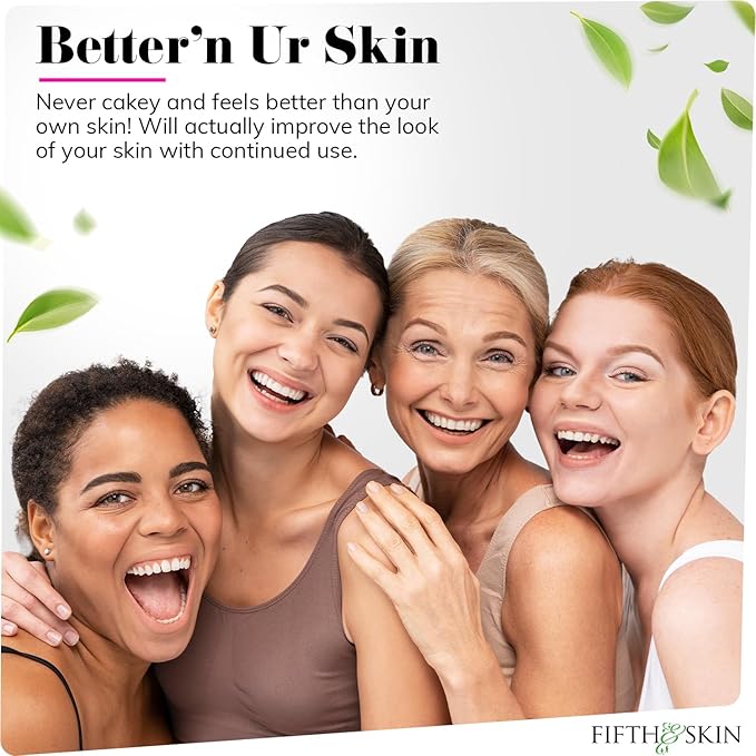 Fifth & Skin: Better’n Ur Skin Liquid Foundation (DEEP TAN) - Natural, Organic, Vegan, Cruelty-Free - Gluten-Free Beauty with Buildable Coverage and Palm-Free Luxury - 1 oz