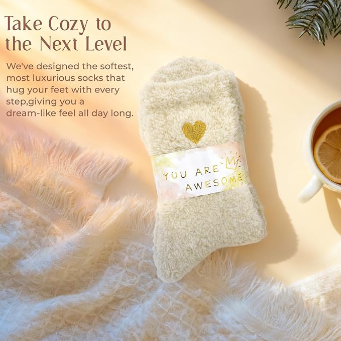 American Trends Coral Fleece Cloud Socks Ultra-Soft Fuzzy Warm Sleep Socks Cozy Unisex Gifts for Birthday Self-Care