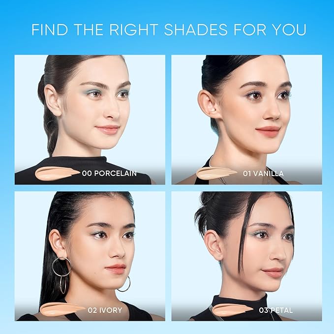 Velvet Matte Cushion Foundation Blue Ultra Cover Powder Foundation Oil-Control Waterproof BB Cushion Makeup CC Cream (00 PORCELAIN)