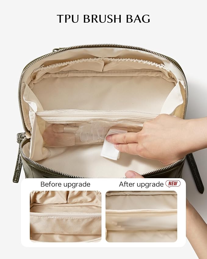 EACHY Travel Makeup Bag,Large Capacity Cosmetic Bags for Women,Waterproof Portable Pouch Open Flat Toiletry Bag Pattern Makeup Bag