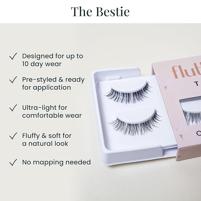FlutterHabit The Bestie Lashes, DIY Lash Extensions [Up to 10 Day Wear], Natural & Subtle Cat Eyed Cluster Lashes, Salon Quality Eyelashes Extensions, Natural Lashes, No Lash Glue Included