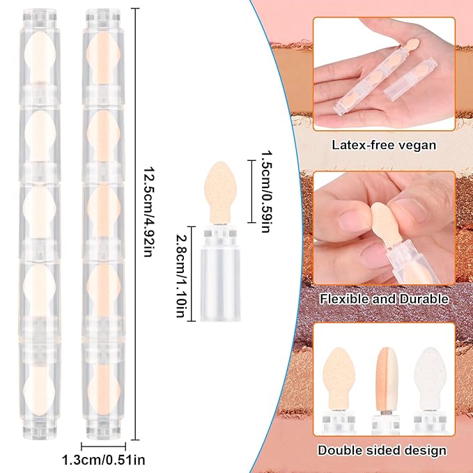 6 PCS Portable Detachable 5-Section Sponge Eyeshadow Stick Brushes, Multi-Functional Concealer Applicator Cosmetic Tools, Smudge Makeup Brush