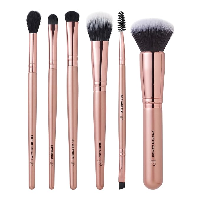 e.l.f. Flawless Face Kit, 6-Piece Brush Collection, Brushes For Face, Eyes & Brows, Vegan & Cruelty-Free
