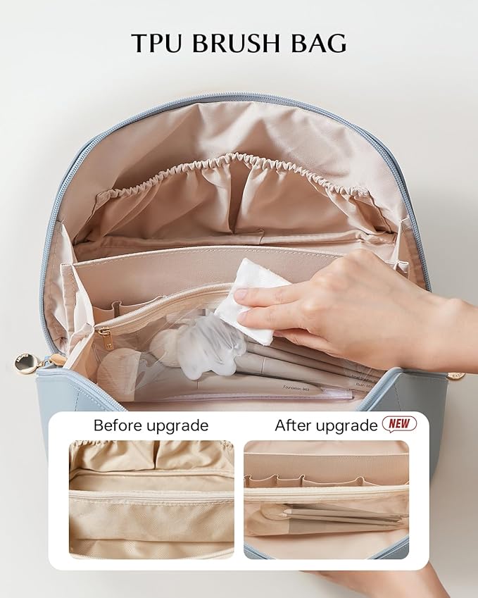 EACHY Travel Makeup Bag,Large Capacity Cosmetic Bags for Women,Waterproof Portable Pouch Open Flat Toiletry Bag Pattern Makeup Bag