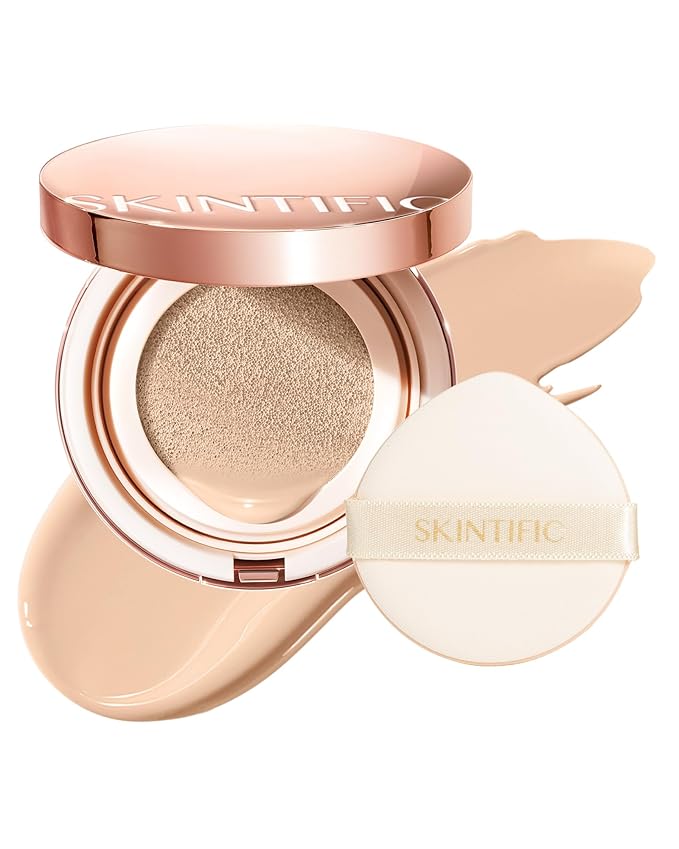 Full Coverage Cushion Foundation, Weightless, Skin Fit, Satin Glow Finish, Oil-Control Waterproof Foundation, Sweatproof Flawless BB Cream CC Korean Makeup