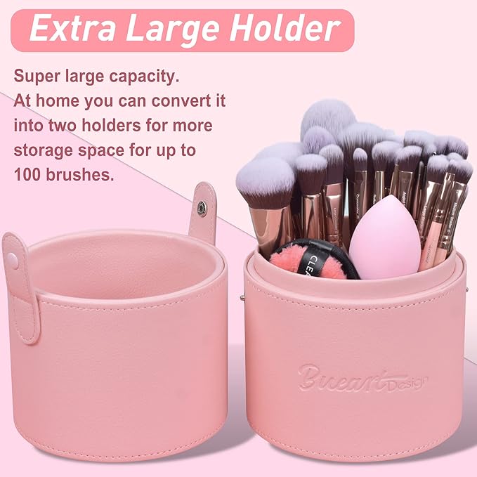 Bueart Design Labeled 30Pcs Professional Deluxe Makeup Brushes set with Extra large holder case for Foundation Face Blending Blush Concealers Eyeshadow