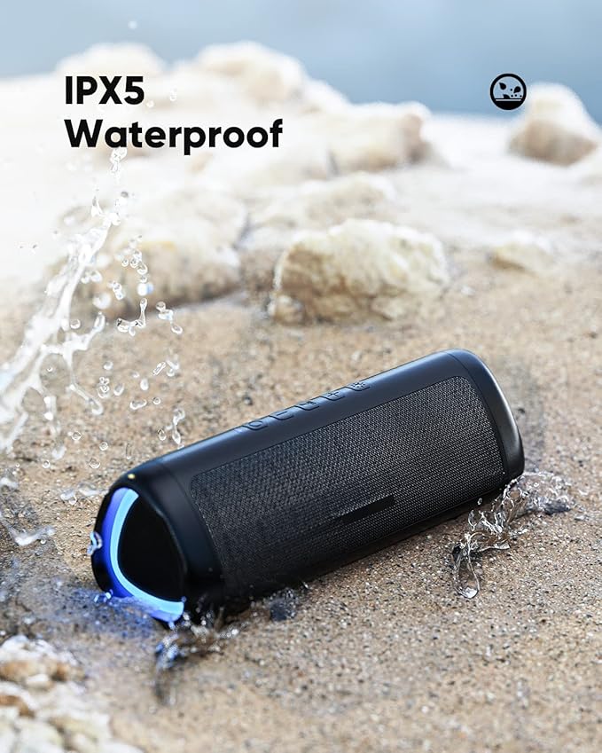Bluetooth Speaker Stocking Stuffers for Men Women Teens Boys Girls: Portable Wireless, IPX5 Waterproof, White Elephant Gifts for Adults, Up to 20H Playtime, TWS Pair, for Home/Party/Outdoor (Black)