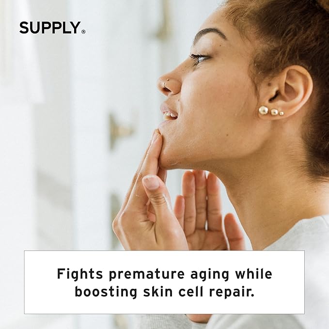 Supply Men’s Facial Moisturizer – Lightweight, Plant-Based Daily Face Cream with Aloe Vera, Green Tea & Shea Butter – Anti-Aging, Oil-Free Hydration for Wrinkles, Fine Lines & Firmness- 3.4oz