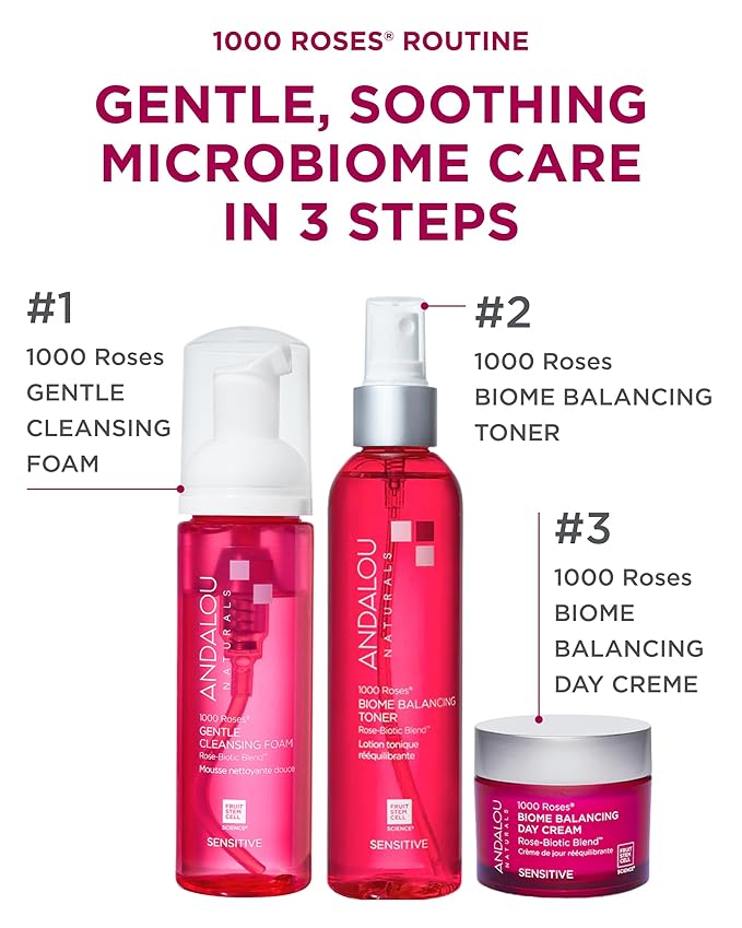 Andalou Naturals 1000 Roses Gentle Cleansing Foam | Foaming Face Wash with Rose Stem Cells & Organic Aloe Leaf Juice | Hydrating Daily Cleanser for Sensitive Skin | 5.5 fl oz