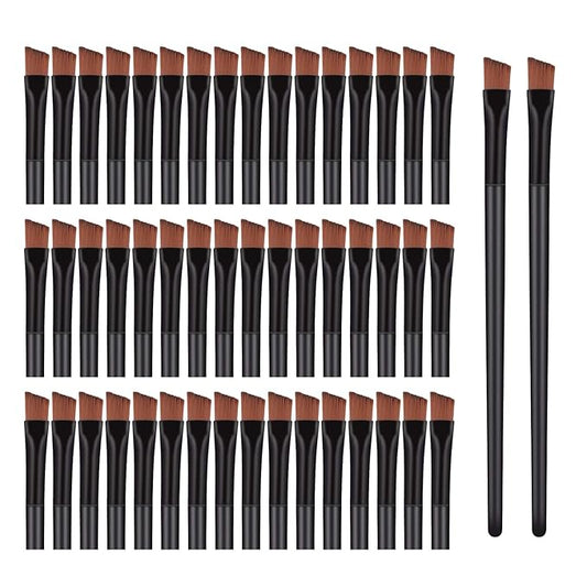 50 Pieces Disposable Eyebrow Brushes,Angled Brow Brush & Eyeshadow Brush Set,Professional Eyeliner Brush for Makeup,Tinting,Salon,Esthetician Supplies