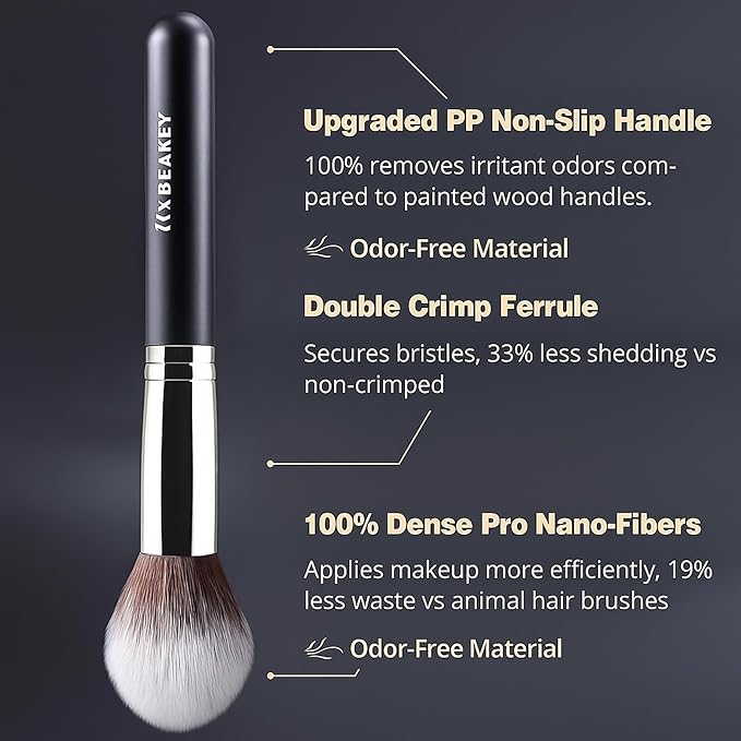 BEAKEY Makeup Brushes Set, Professional Foundation Eyeshadow Concealer Blush Powder Bronzer Applicator, 2 Blender Sponge with Beauty Paper Case