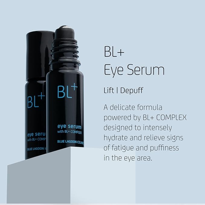 Blue Lagoon - BL+The Eye Serum For Dark Circles, Puffiness, Hydration - Cooling Roller Ball Applicator Firming Wrinkle Treatment - Under Eye Serum - Dark Circles Treatment (0.33 fl oz | 10 ml)