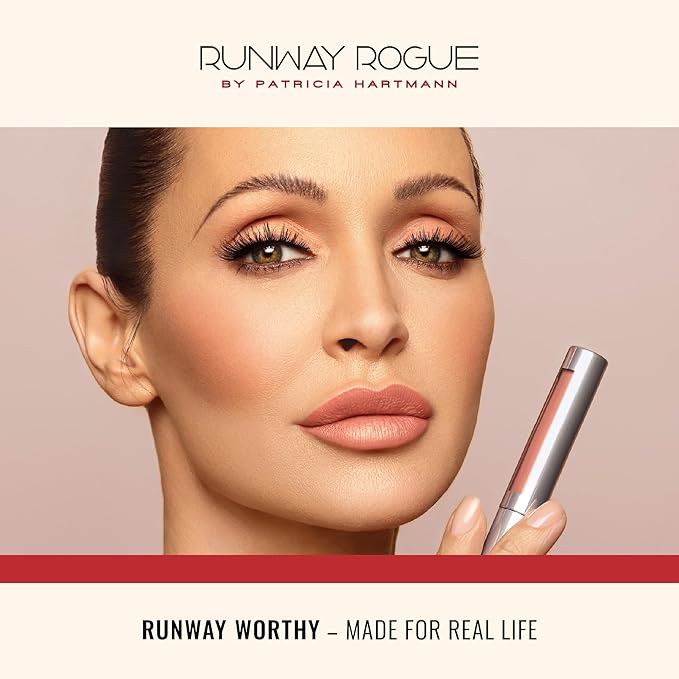 Runway Rogue Silk Glam Liquid Lipstick, Long Wear Frosted Classic Peachy-Nude Lipstick, ‘Paparazzi’