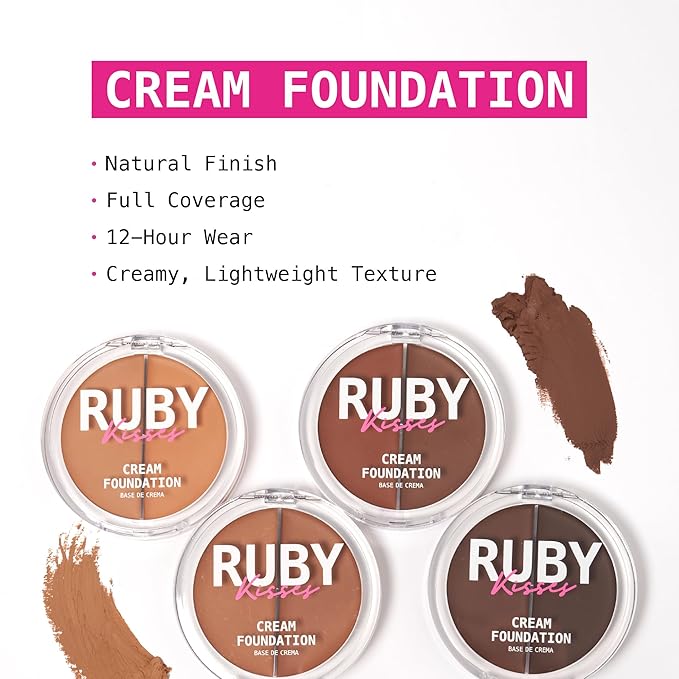 Ruby Kisses 3D Face Creator Cream Foundation & Concealer, 12 Hours Long Lasting, Medium to Full Coverage, Non-Greasy, Ideal for Makeup & Contour Palette (Level 3)