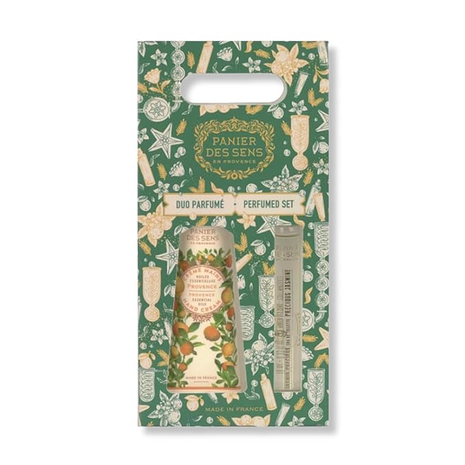 Panier des Sens – Christmas Gift Set for Women – Provence Citrus Duo – Mini Hand Cream & Roll-On Eau de Toilette – Christmas Gift Ideas - Christmas Present for Her – Made in France 1fl oz/0.3fl oz