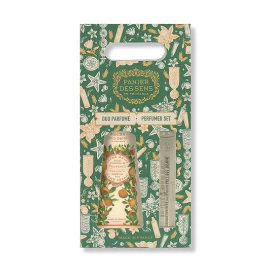 Panier des Sens – Christmas Gift Set for Women – Provence Citrus Duo – Mini Hand Cream & Roll-On Eau de Toilette – Christmas Gift Ideas - Christmas Present for Her – Made in France 1fl oz/0.3fl oz
