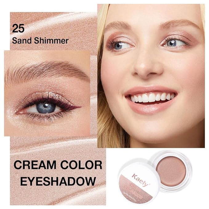 Cream Glitter Sand Shimmer Metallic Eyeshadow Palette Makeup, Natural Single Mini Instant Holographic Eyeshadow For Women, Sombras Crema Para Ojos, Talc, Paraben & Cruelty Free, 25