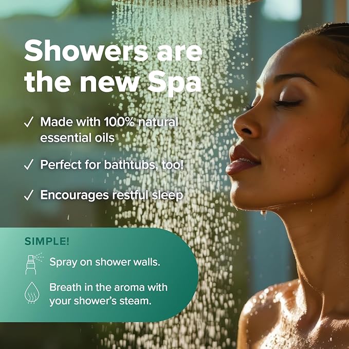 MOXĒ Eucalyptus Oil Shower Mist, Spa Steam Spray, Certified Natural 100% Essential Oils, Made in USA, Aromatherapy, Sinus Congestion Relief, Tension Relief, 4 Ounces