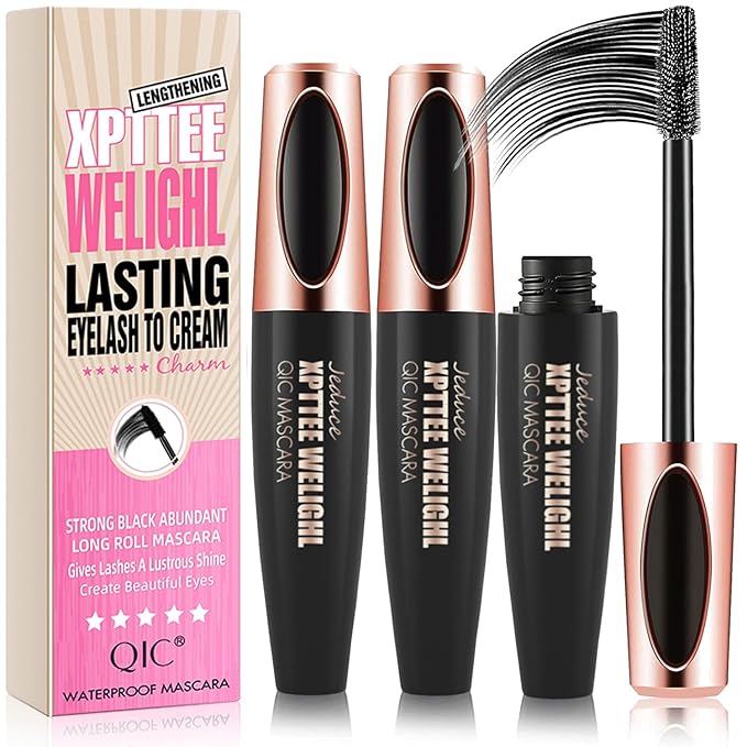4D Silk Fiber Lash Mascara Extension - Voluminous, Waterproof & Smudge-Proof, Long-Lasting No Flaking, Natural No Clumping, All Day Exquisitely Full (2 Packs)