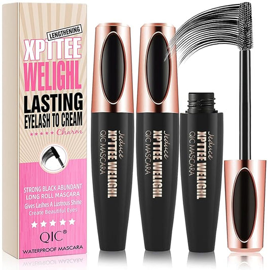 4D Silk Fiber Lash Mascara Extension - Voluminous, Waterproof & Smudge-Proof, Long-Lasting No Flaking, Natural No Clumping, All Day Exquisitely Full (2 Packs)