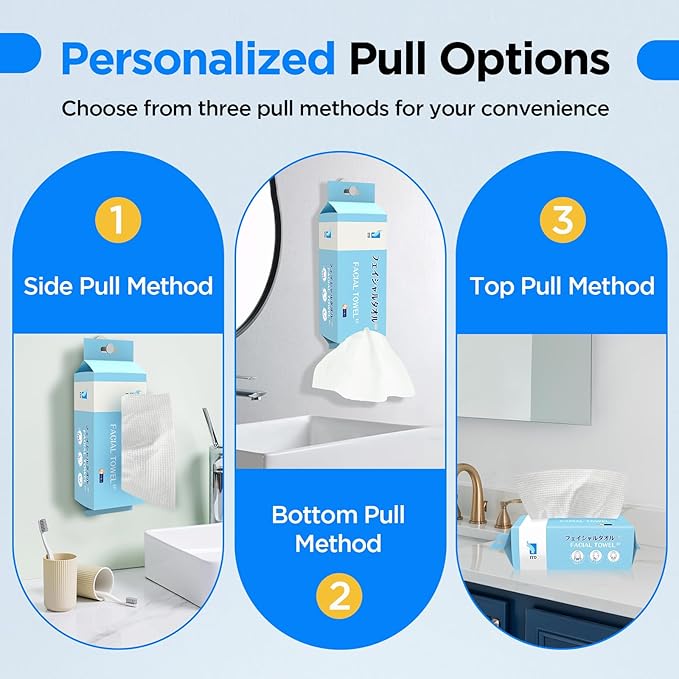 ITO Disposable Face Towel, Ultra-Soft 1-Second Quick-Dry Face Towels, Gentle for Sensitive Dry Oily Skin, Facial Towels for Daily Cleansing Makeup Removal (180 Count EF Texture)