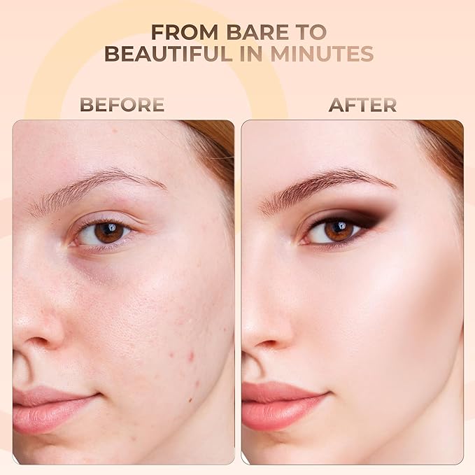 4pc Full Size Kit (Pink Bisque) Mineral Makeup Matte Translucent Loose Foundation + Kabuki Brush + Concealer + Finishing Setting Powder + Bare Face Full Coverage SPF 30 All Skin Types Waterproof