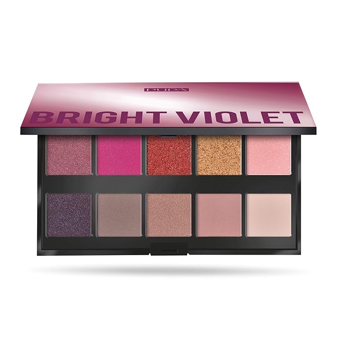 Pupa Milano Make Up Stories Eyeshadow Palette 003 Bright Violet - 10-Shade Shadow Collection with Matte, Satin, and Metallic Color Options - High Pigment Formula - Soft, Blendable Texture - 0.63 oz