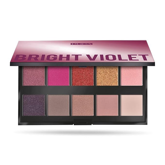 Pupa Milano Make Up Stories Eyeshadow Palette 003 Bright Violet - 10-Shade Shadow Collection with Matte, Satin, and Metallic Color Options - High Pigment Formula - Soft, Blendable Texture - 0.63 oz