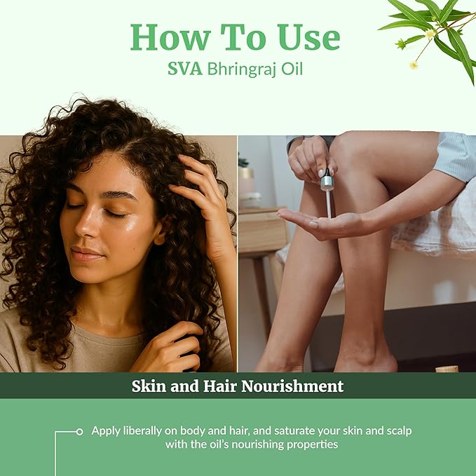 SVA Organic Bhringraj Oil 16oz Premium Carrier Oil for Hair Care, Hair Oiling, Scalp Massage, & Skin Care