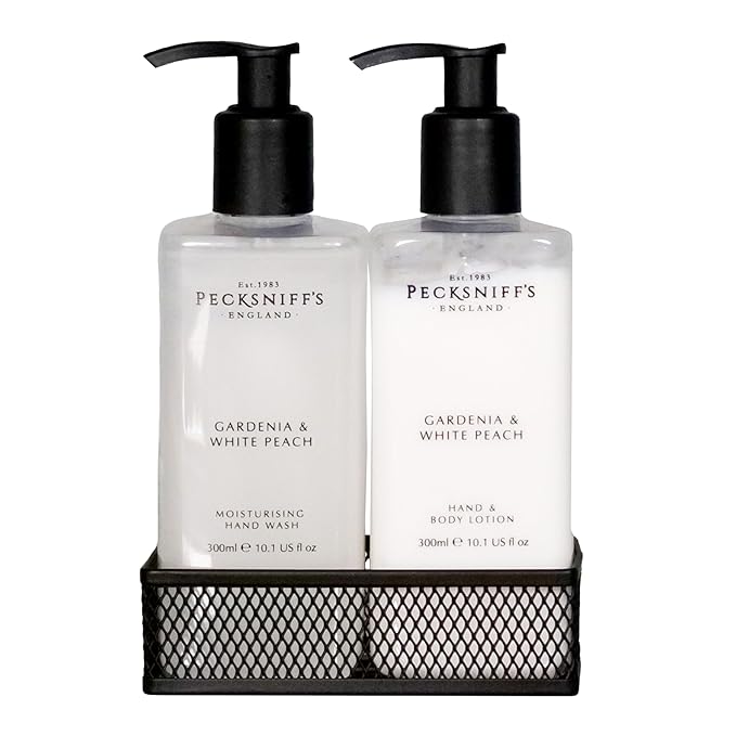 Pecksniff's Gardenia & White Peach Hand Wash and Body Lotion Set, 300ml 10.1 fl. oz. each
