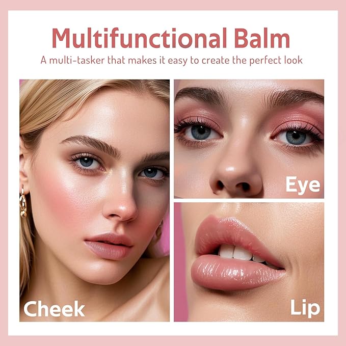 bayfree Multi Cream Blush & Blush Brush Set, Korean Makeup Blush for Cheeks, Multi-Use Face Balm, Lightweight & Hydrating, Blendable Color, Non-Greasy, Soft Bristles for Radiant Finish (Nude Gardenia)