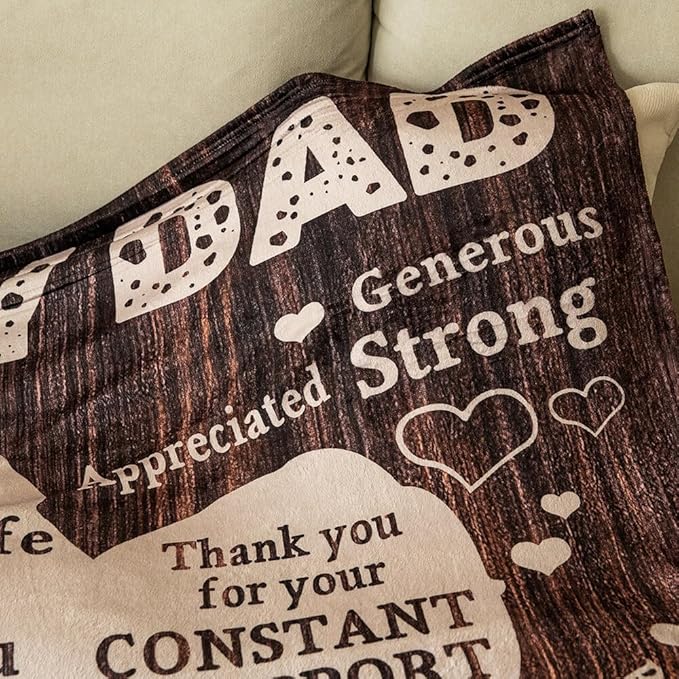 Fathers Day Blanket Gifts for Dad from Son, Best Dad Ever Blankets, Father Throw Blanket, 70" L x 50" W