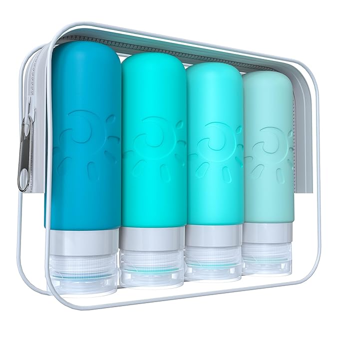 Travel Bottles for Toiletries, TSA Approved Travel Containers 3oz Leak Proof Travel Tubs Refillable Liquid Travel Accessories for Shampoo Conditioner Lotion Body Wash(Multicolored H)
