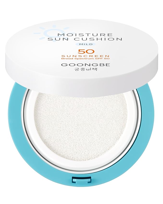 Moisture Sun Cushion Mild SPF 50 - Korean Moisturizing & Soothing Zinc Oxide Mineral Sunscreen - Travel Friendly Sun Cushion for Babies & Kids - Vegan, Reef-Safe, Allergen-Free, 0.81oz.