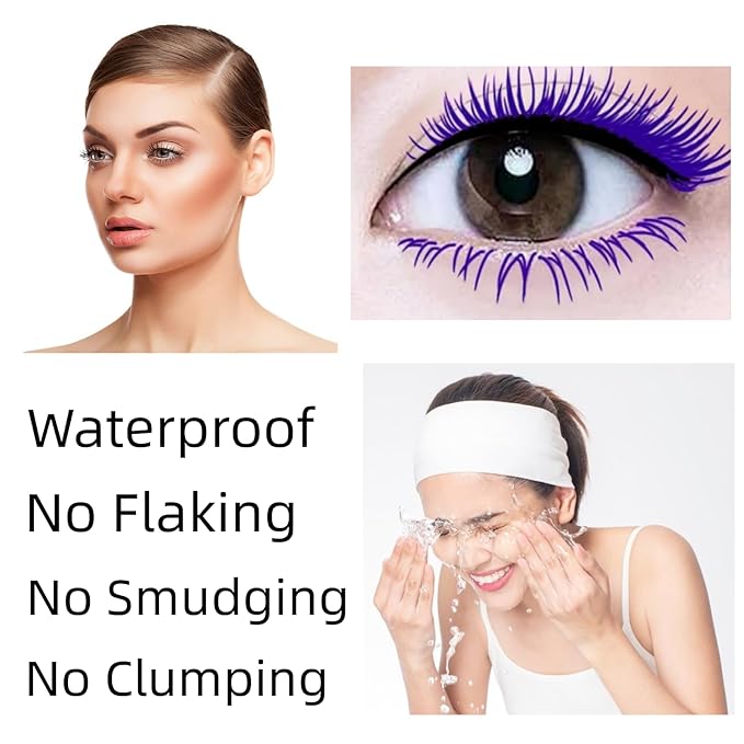 Purple Lashes Extensions mascara Eyes Makeup eyelash serum coloured Mascara Waterproof Fast Dry Eyelashes Curling Lengthening Party Stage Use
