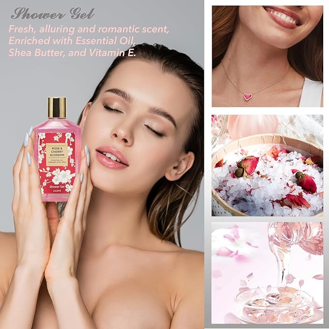 Mothers Day Gifts for Mom Spa Gift Set for Women 17Pcs Luxury Bath & Body Gift Set Beauty Care Kit with Necklace | Valentine's, Birthday, Christmas Gifts for Her Wife Pampering Kit Perfect for Travel