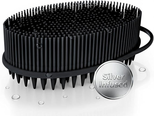 Silver Infused Scalp Massager Shampoo Brush - Advanced Material Hair Scrubber - Avilana Premium Scalp Exfoliator Head Massage - Gentle Daily Cleansing All Hair - Gift Women Men