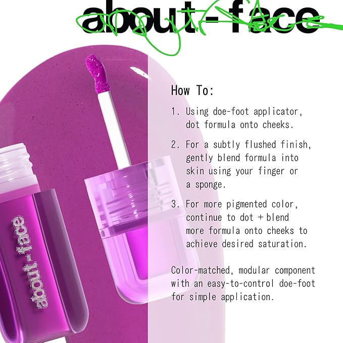 about-face Blush Rush Liquid Blush – Hydrating, Buildable Formula with Jojoba Oil, Hyaluronic Acid, and Squalane – Long-Lasting Dewy Finish – Vegan & Cruelty-Free(Jump Start – Vivid Lilac)
