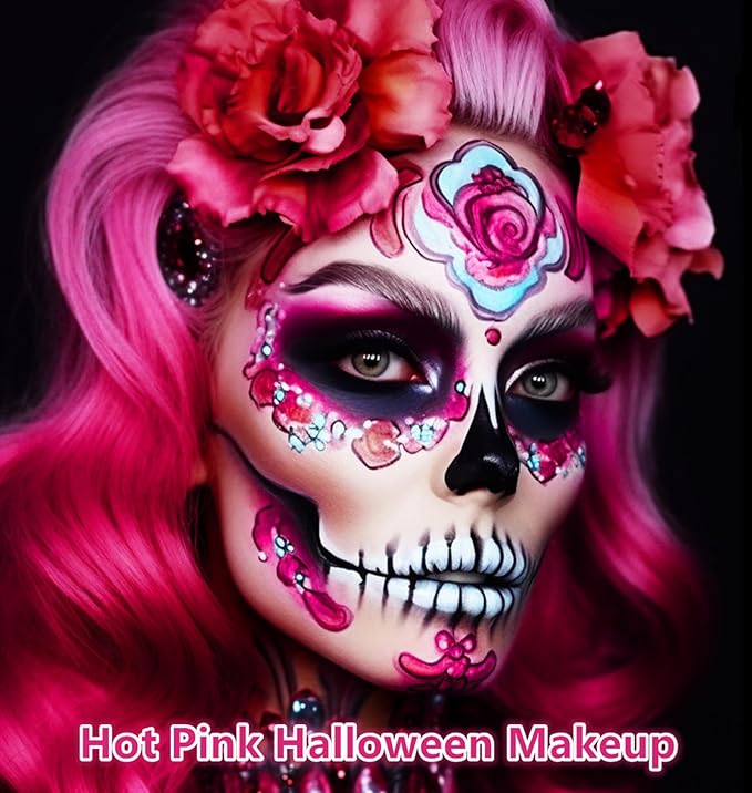 Go Ho 6 Colors Hot Pink Face Body Paint,Cream Washable Formula Face Paint for Adults Children Halloween Cosplay,Body Paint SFX Makeup Palette,Professional Face Paint Makeup