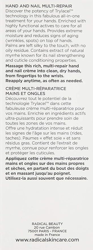 Radical Skincare Hand & Nail Multi Repair Creme - Provides Moisture & Fights Aging | Strengthens Nails & Cuticles | For All Skin Types Including Sensitive Skin | Cruelty & Paraben Free (2.5 Oz)