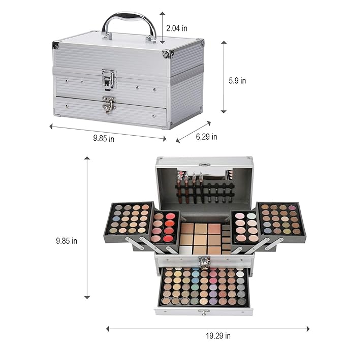 All-in-One Makeup Gift Set Carry All Makeup Kit for Women Full Kit With Aluminum Case Lipgloss Lipstick Concealer Blush Foundation Face Powder Eyeshadow Palette Cosmetic Palette #3