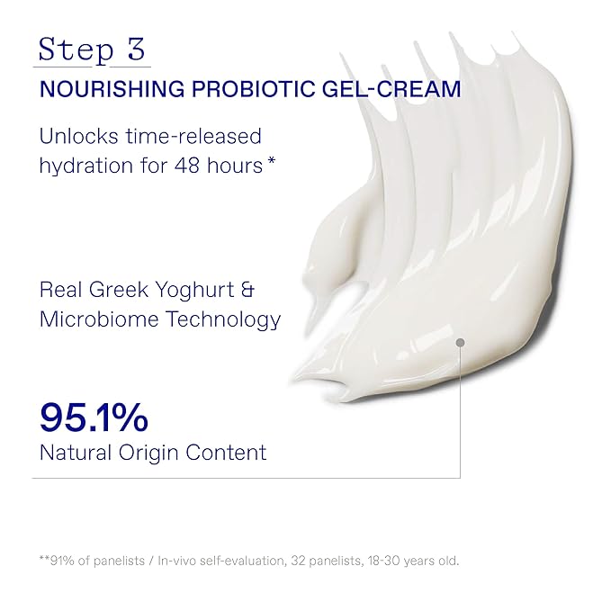 KORRES Greek Yoghurt Hydration Boost Trio Set, 3-Step Skin Care Kit with Foaming Cream Cleanser, Eye Gel & Probiotic Gel Cream, Pre & Probiotics for Balanced Hydration, Clean Beauty, 3 Piece Set