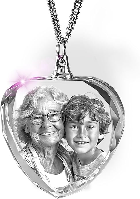 ArtPix 3D Crystal Photo, Personalized Gift Necklace Heart for Women, Wife, Her, Custom Gift for Dad, Father, Great Customized Gifts With Your Own Picture