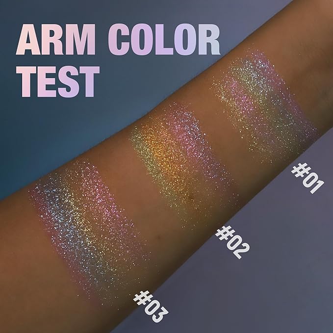 Multi-Use Chameleon Eyeshadow & Highlighter Palette – Iridescent Multichrome Shimmer with Color-Shifting Glow, Long-Lasting Waterproof Glitter Makeup for Eyes, Face & Festival (Ice Prism Glow)