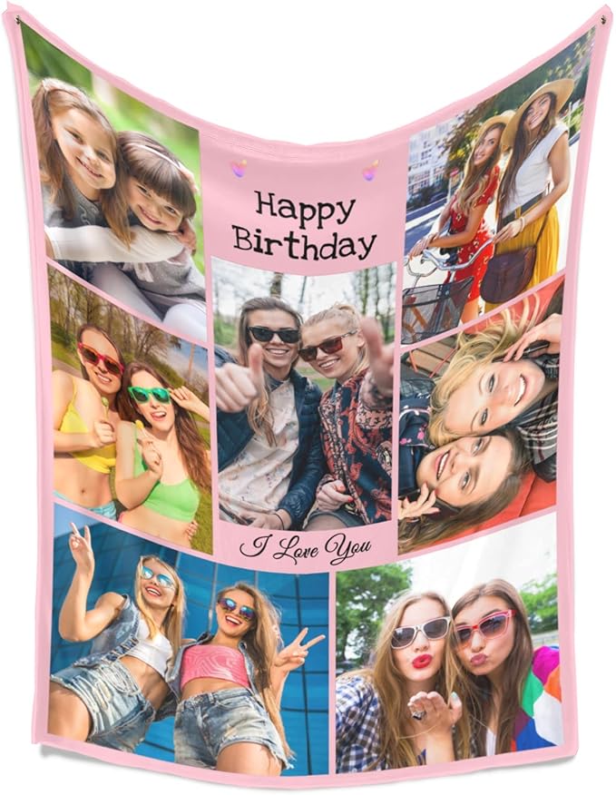 Custom Blanket with Photos, Personalized Photo Blankets Using My Own Photo, Customized Blankets with Picture, Personalized Birthday Gifts for Women Men, Personalized Gifts for Best Friends