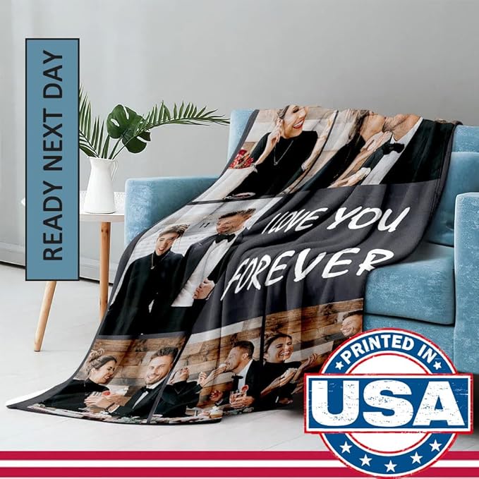 Ships Next Day Photo Blanket Gifts for Wife, Custom Blankets as Girlfriend Boyfriend Gifts- to My Wife Blanket Gifts from Husband, Couples Gifts