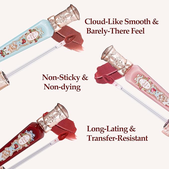 Flower Knows Strawberry Rococo Makeup Box Set,6 Pack Makeup Box with Mirror,Lip Gloss×1+Blush×1+Eyeshadow×1+Hair Clip×1+Fridge Magnet×1+Gift Box×1